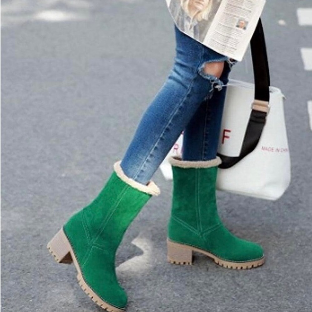Women /Winter Warm Snow Boots/Ankle Boot Casual/Mid Calf Boots /Color Green /40 - Picture 11 of 15